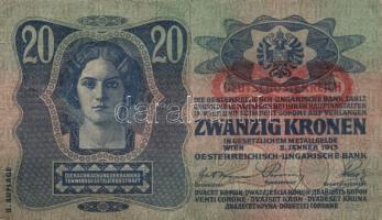 1913. 20K (2x) "Magyarország" és "Deutschösterreich" felülnyomással T:II