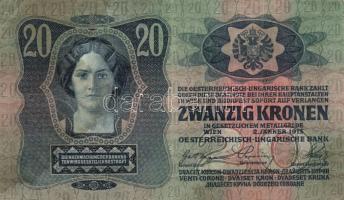 1913. 20K "II. Kiadás" (2x) "Deutschösterreich" felülnyomással + 1920. 20K "I. Kiadás" fny. nélkül T:II