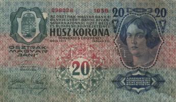 1913. 20K "II. Kiadás" (2x) "Deutschösterreich" felülnyomással + 1920. 20K &quot...