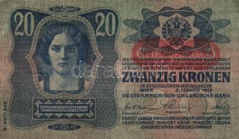 1913. 20K "II. Kiadás" (2x) "Deutschösterreich" felülnyomással + 1920. 20K &quot...