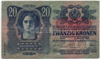 1913. 20K "II. Kiadás" (2x) "Deutschösterreich" felülnyomással + 1920. 20K &quot...