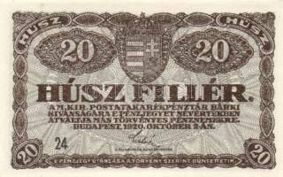 1920. 20f (4x) egymásutáni sorozatszámmal! T:I-,II