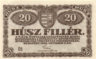 1920. 20f (3x) egymásutáni sorozatszámmal is! T:I,II