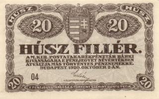 1920. 20f (3x) egymásutáni sorozatszámmal is! T:I,II