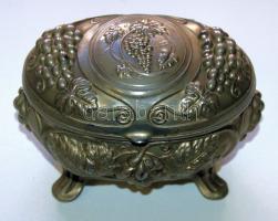 Dekoratív régi ón szelence 14x11x10 cm