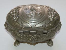 Dekoratív régi ón szelence 14x11x10 cm