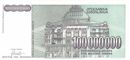 Jugoszlávia 1992. 10.000D, 50.000D + 1993. 5000D-500.000.000.000D (14 különféle) + 1994. 10D,100D,10...