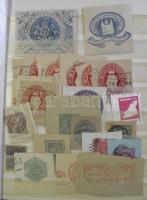 Régi és modern díjjegyes kivágások, ragjegyek, levélzárók, okmánybélyegek az egész világból sok érdekességgel 2 közepes berakóban
