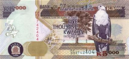 Zambia 1992. 20K + 2003. 500K + 2006. 50K, 100K + 2008. 1000K, 5000K, 10.000K T:I