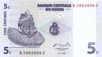 Kongó 1997. 1c,5c, 10c, 20c, 50c T:I