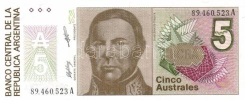 Argentína 1985-91. 1A "C" + 5A "A" + 10A "B" + 50A "A" + 100...