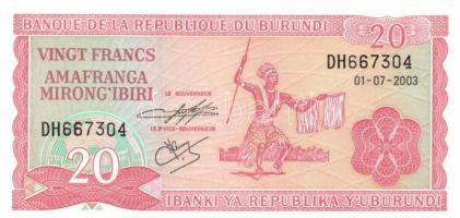 Burundi 2001-2004. 10Fr, 20Fr, 50Fr, 100Fr, 500Fr T:I