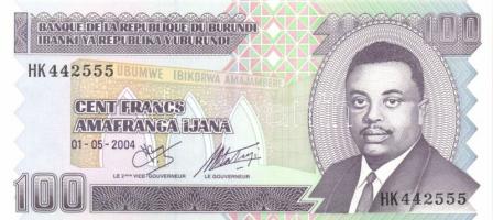 Burundi 2001-2004. 10Fr, 20Fr, 50Fr, 100Fr, 500Fr T:I