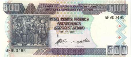 Burundi 2001-2004. 10Fr, 20Fr, 50Fr, 100Fr, 500Fr T:I
