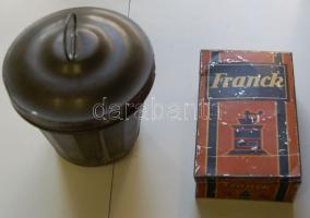 Franck 1/2 kilós fém kávésdoboz és egy kuglóf sütőforma a háború időszakából