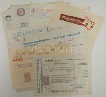 14 db klf fejléces számla, levélpapír: kéményseprő, illatszer, autó, írószer, stb.