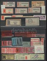 Kis ragjegytétel benne régi erdélyi ajánlási ragjegyek, külföldiek + 15 db főleg magyar céglyukasztásos bélyeg