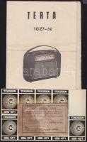 Kis nyomtatvány tétel: Tungsram matrica, Terta 1027-30 típusú táskarádió használati utasítása. Gőzhajózási személyazonossági igazolójegy