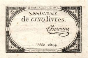 Franciaország/Köztársaság 1793. 5L "Assignat" T:II