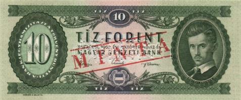 1962. 10Ft "MINTA" perforációval + piros "MINTA" felülnyomással T:I