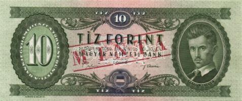 1969. 10Ft "MINTA" perforációval és felülnyomással "A 000" sorozatszámmal T:I