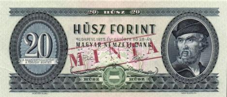 1975. 20Ft "MINTA" perforációval és felülnyomással "C 000" sorozatszámmal T:I