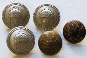 3db Horthy és 2db háborús orosz katonai gomb T:2