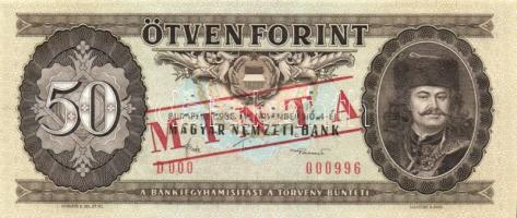 1986. 50Ft "MINTA" perforációval és felülnyomással "D 000" sorozatszámmal T:I
