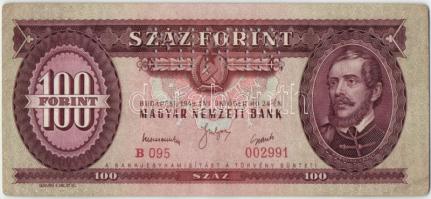 1949. 100Ft "MINTA" perforációval "B 095" sorozatszámmal T:II- lekerekített sarkokkal