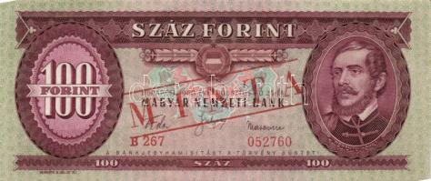 1960. 100Ft "MINTA" felülnyomással (csak!!) "B 267"  T:I