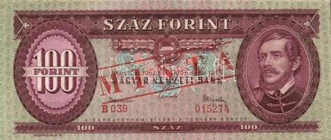 1962. 100Ft "MINTA" perforációval és felülnyomással "B 039" T:I
