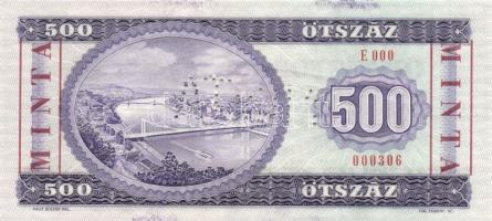 1975. 500Ft "MINTA" perforációval és felülnyomással "E 000" sorozatszámmal, hátl...