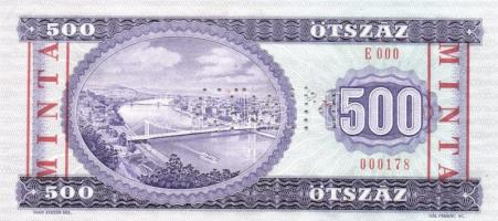 1990. 500Ft "MINTA" perforációval és felülnyomással "E 000" sorozatszám T:I