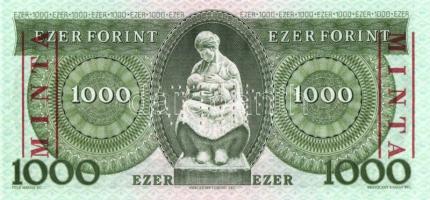 1993. 1000Ft "MINTA" perforációval és felülnyomással "E 00000815" sorozatszámmal...