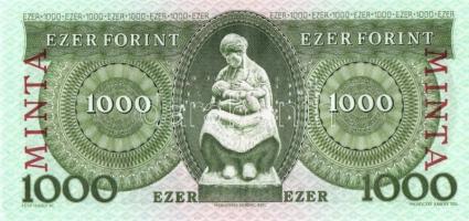 1996. 1000Ft "MINTA" perforációval és felülnyomással "E 00000381" sorozatszámmal...