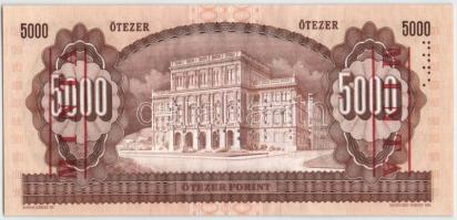 1990. 5000Ft "MINTA" perforációval és felülnyomással "H 00000781" sorozatszámmal...