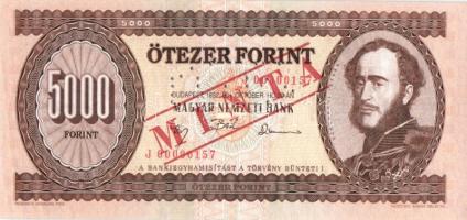 1992. 5000Ft "MINTA" perforációval és felülnyomással "J 00000157" sorozatszámmal!! T:I