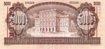 1992. 5000Ft "MINTA" perforációval és felülnyomással "J 00000157" sorozatszámmal...