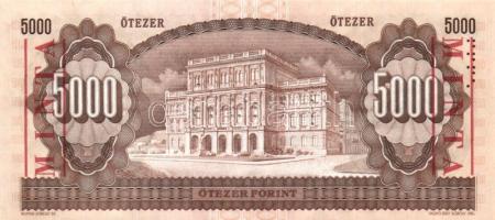 1993. 5000Ft "MINTA" perforációval és felülnyomással "J 00000287" sorozatszámmal...