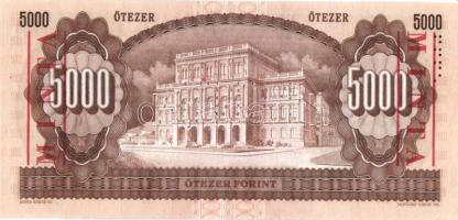 1995. 5000Ft "MINTA" perforációval és felülnyomással "J 00000628" sorozatszámmal...