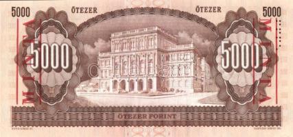 1995. 5000Ft "MINTA" perforációval és felülnyomással "K 00000762" sorozatszámmal...