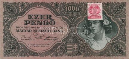 1945. 1000P piros bélyeg T:I