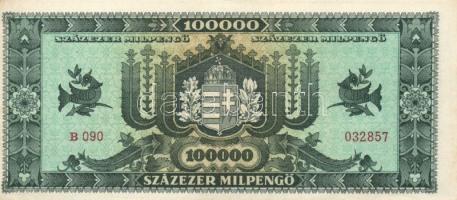 1946. 100.000MP (2x) kétféle színváltozat, egyik balra tolódott hátlapi nyomattal T:I-,II+