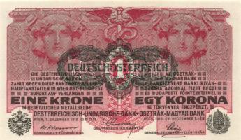 1916. 1K (5x) zöld "Deutschösterreich" felülbélyegzéssel T:I