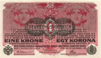 1916. 1K (5x) zöld "Deutschösterreich" felülbélyegzéssel T:I
