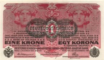 1916. 1K (5x) zöld "Deutschösterreich" felülbélyegzéssel T:I