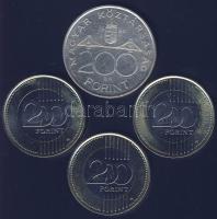 1994. 200Ft Ag "Deák" + 2009. 200Ft (3x) T:1,2