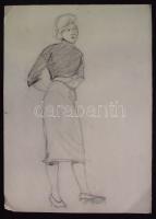 Gyenes Gitta (1880-1960): Nők, ceruza-papír, jelzés nélkül, 31x21 cm