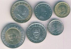 Törökország 2005. 1k, 5k, 10k, 25k ,50k ,1L forgalmi sor T:1,1-