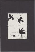 Kassák Lajos (1887-1967): Madarak monotípia, jelzett, 17x25 cm